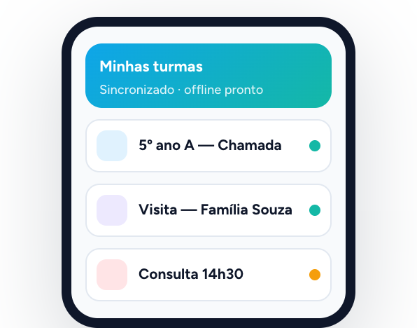 App para profissionais com turmas, visitas e consultas