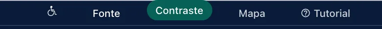 Barra de acessibilidade do portal com fonte, contraste, mapa e tutorial