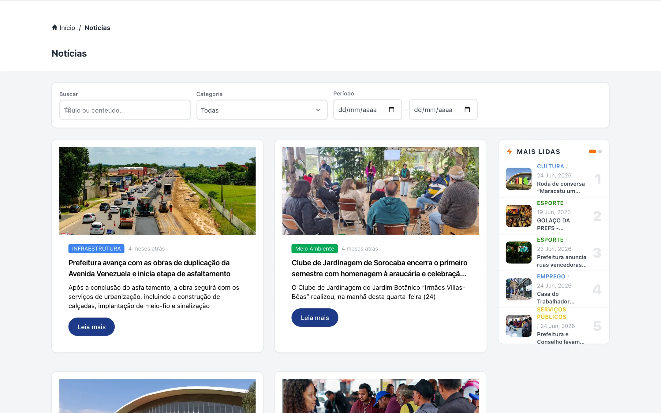Notícias do portal modelo